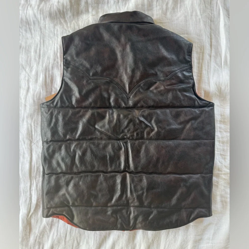 RRL Ralph Lauren Double RL Very Rare Western Quilted Leather Vest - Picture 6 of 11